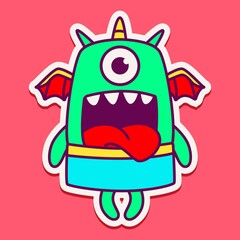 cute monster cartoon doodle design for coloring, backgrounds, stickers, logos, symbol, icons and more