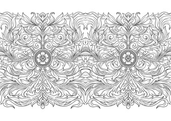Seamless pattern, background In baroque, rococo, victorian, renaissance style. Trendy frolar vintage pattern. Colored vector illustration