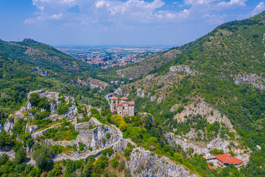 Aerial view of the Assen's Fortress in Bulgaria