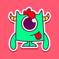 cute monster cartoon doodle design for coloring, backgrounds, stickers, logos, symbol, icons and more