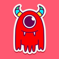 cute monster cartoon doodle design for coloring, backgrounds, stickers, logos, symbol, icons and more