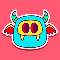 cute monster cartoon doodle design for coloring, backgrounds, stickers, logos, symbol, icons and more