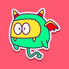 cute monster cartoon doodle design for coloring, backgrounds, stickers, logos, symbol, icons and more