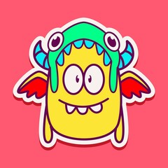 cute monster cartoon doodle design for coloring, backgrounds, stickers, logos, symbol, icons and more