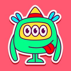 cute monster cartoon doodle design for coloring, backgrounds, stickers, logos, symbol, icons and more