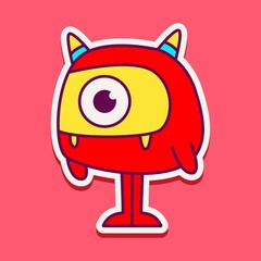 cute monster cartoon doodle design for coloring, backgrounds, stickers, logos, symbol, icons and more