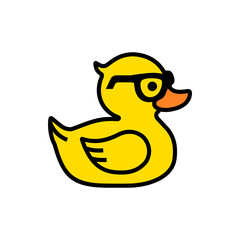 Rubber yellow duck in sunglasses icon isolated - 414748256