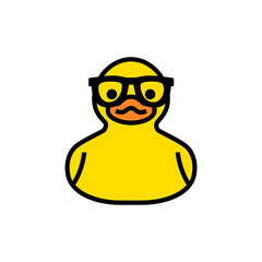 Rubber yellow duck in sunglasses icon isolated