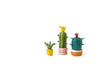 cute plasticine cactus on a white background © hello