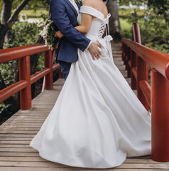 Plakat Bridal couple happy together, sensual bride and groom. Wedding photography concept.