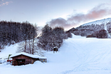 Ski resort in Pian del Poggio, Lombardy, Italy.