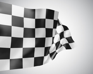 black and white checkered flag, 3d mash on a white background