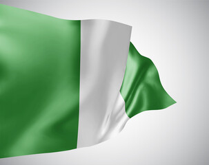 Nigeria, vector flag with waves and bends waving in the wind on a white background.