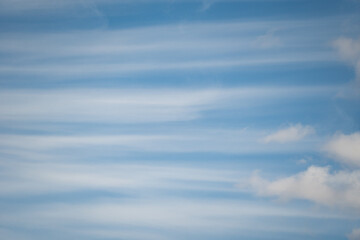 Panoramic fluffy cloud in the blue sky with copyspace
