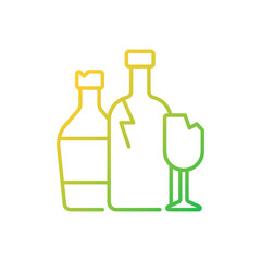 Glass recycling gradient linear vector icon. Waste glass processing into usable products. Soft drink bottles. Thin line color symbols. Modern style pictogram. Vector isolated outline drawing