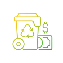 Waste management cost gradient linear vector icon. Recycling waste costs. Source reduction. Financing, services. Thin line color symbols. Modern style pictogram. Vector isolated outline drawing