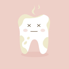 Spoiled, rotten tooth concept vector illustration. Isolated on pink background.

