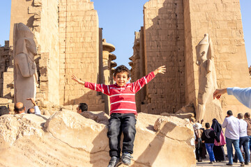 happy tourist enjoy visiting Luxor .Egypt