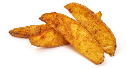 Baked Potato Wedges, isolated on white background