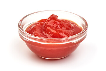 Bowl of tomato sauce, isolated on white background