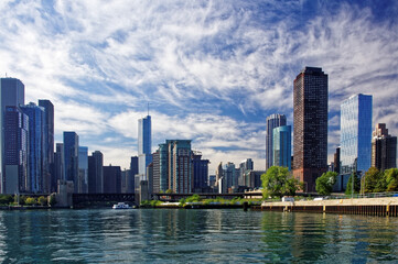 Fototapeta na wymiar View of Chicago from Lake Michigan