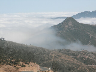 Elabered, Eritrea - January 15, 2021: Travelling around the vilages near Asmara and Massawa. An amazing caption of the trees, mountains and some old typical houses with very hot climate in Eritrea. 