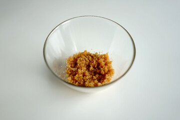 coffee dough in a transparent bowl