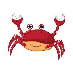 The crab is a marine and land animal that swims underwater. Cartoon cancer vector illustration isolated on white background.