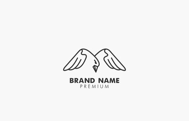 Modern Mountain Bird Logo Vector Template