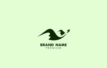 Mountain Adventure Air Plane Logo Vector Template