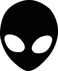 Unidentified flying object. Alien. Minimalistic silhouette vector illustration. Black and white. White background. Art drawing.