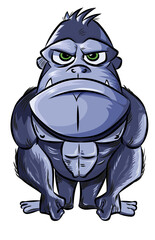 Angry Gorilla Cartoon isolated on white bacground. illustartion