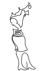 One line drawing of professional female photographer
One continuous line drawing of photo-journalist composing her shot and having thumb up and taking pictures.