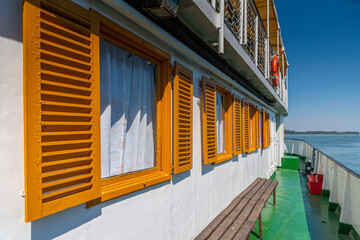Circular windows of Radetzky steamboat in Bulgaria