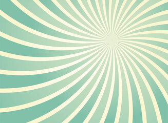 Sunlight spiral wide background. Sage green and beige color burst background.