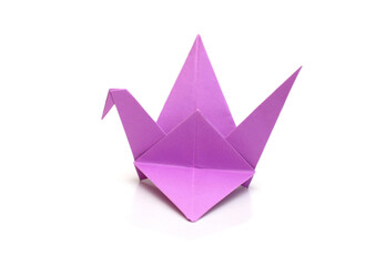 A purple origami bird