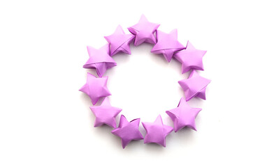 Circle origami lucky stars isolated white