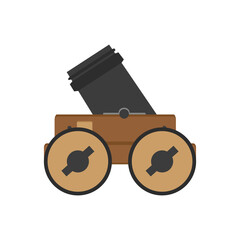 Military artillery cannon army weapon gun vector illustration. Isolated white artillery cannon wheel battle icon old. Defence heavy antique power bomb vehicle. Attack machine ballistic sign ordnance