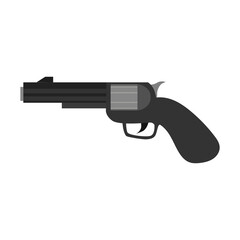 Pistol gun weapon vector illustration black crime handgun. War pistol trigger icon bullet. Isolated danger military army firearm ammunition silhouette symbol. Police arm hand element caliber drawing
