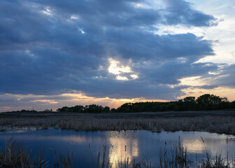 sunset over the lake