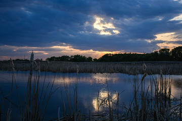 sunset over the lake