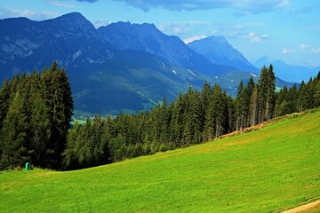 Fototapeta na wymiar Austrian Alps-view from cable car on Planai
