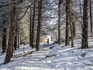 Ragazza In un luogo con la neve , sardegna, italia