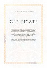 Winner luxury certificate, vertikal template design, blank diploma with guilloches - obrazy, fototapety, plakaty