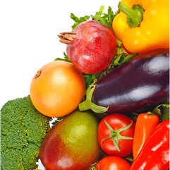 Fruits and vegetables isolated on a white background.