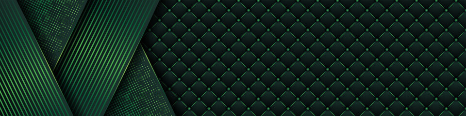 Luxury dark green background with backdrop overlap layer . Deep emerald pattern with vintage leather texture premium royal party