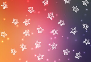 Light Pink, Yellow vector backdrop with small and big stars.