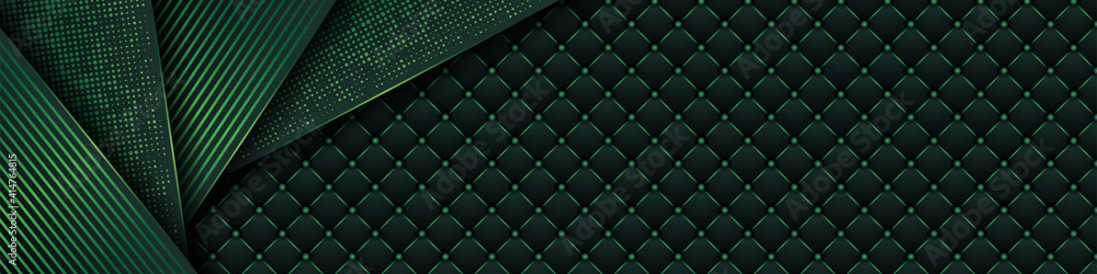 Aufkleber luxury dark green background with backdrop overlap layer . deep emerald pattern with vintage leather
