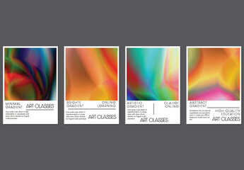 Flyer Layout with Bright Holographic Gradient Elements