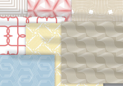 Pastel Colored Simple Geometric Seamless Pattern Collection